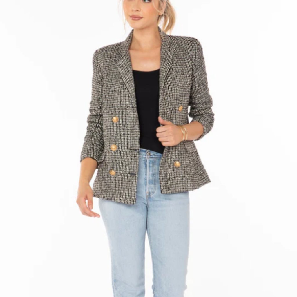 Nwt Bishop & Young Women's Metallic Tweed Cavalli Blazer Size Xs